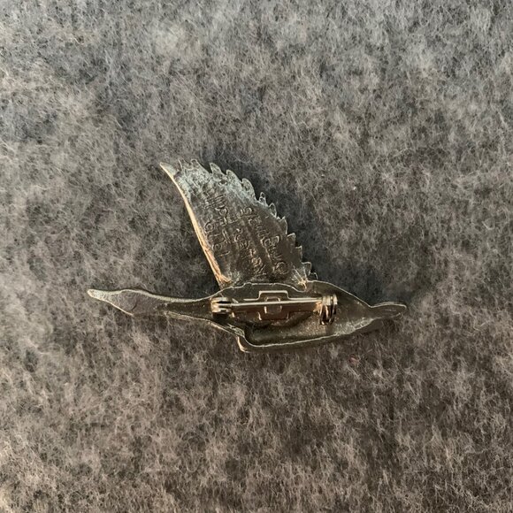 Vintage 1990 Robert Hall Original Pewter Flying Goose Brooch - Picture 3 of 6